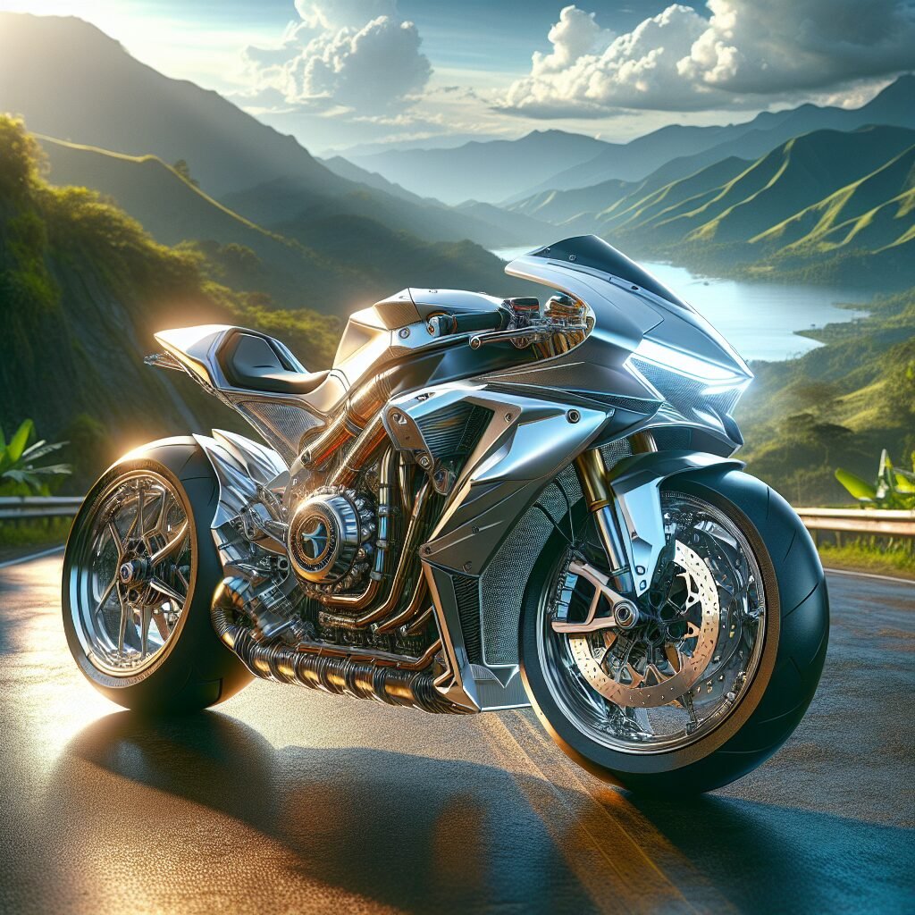 Motocicleta en una carretera colombiana con paisajes montañosos