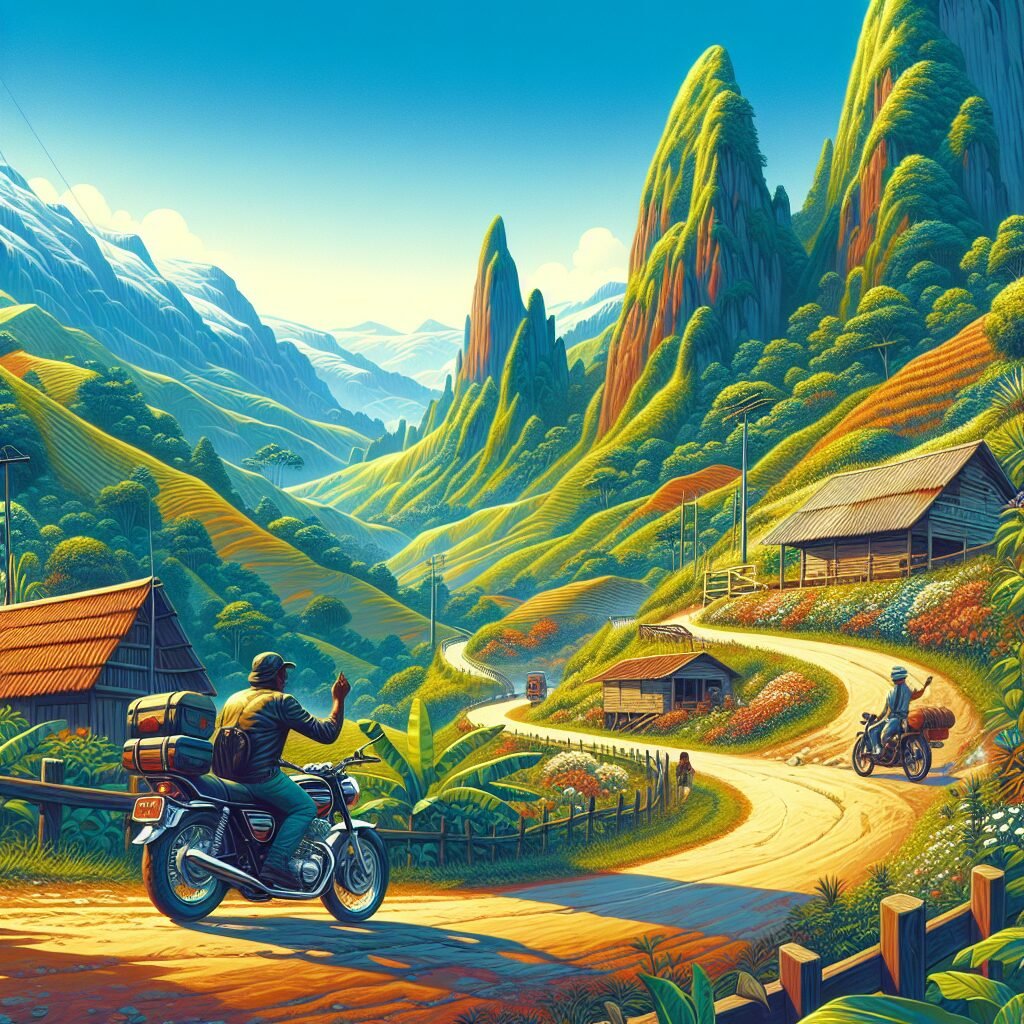 Aventura en motocicleta en el paisaje colombiano