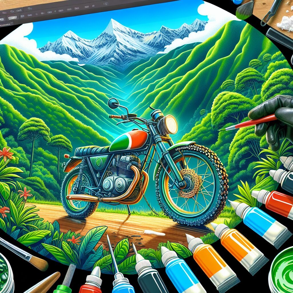 Motocicleta en paisaje colombiano