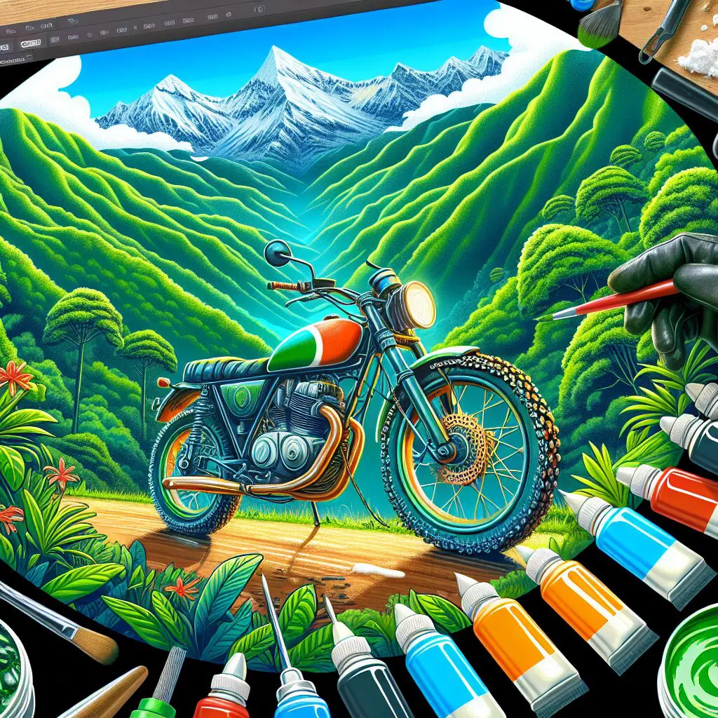Motocicleta en paisaje colombiano