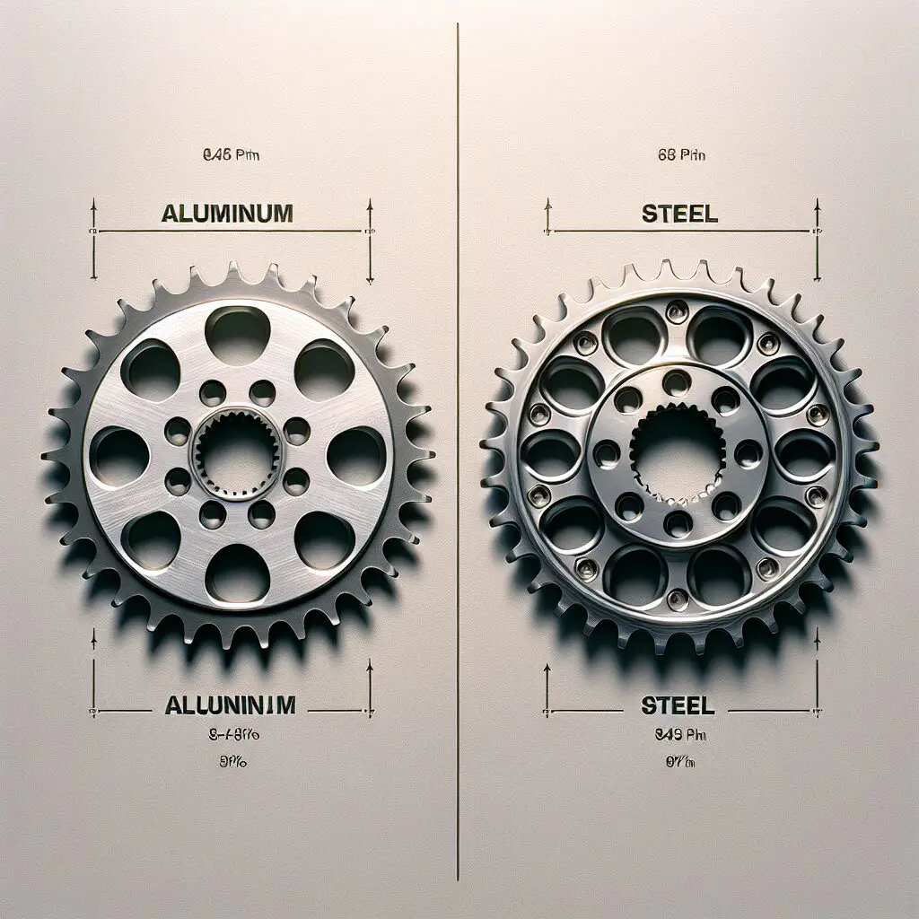 Comparación de piñones de aluminio y acero para motocicletas.
